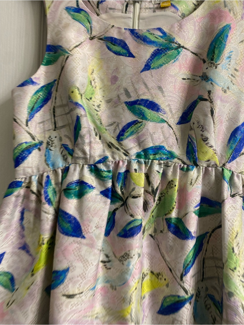 Archival Anthropologie Leifsdottir Metallic Bird Print Brocade Peplum Blouse 6 - Picture 4 of 15